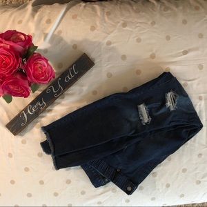 Hue Distressed Denim Leggings SZ M